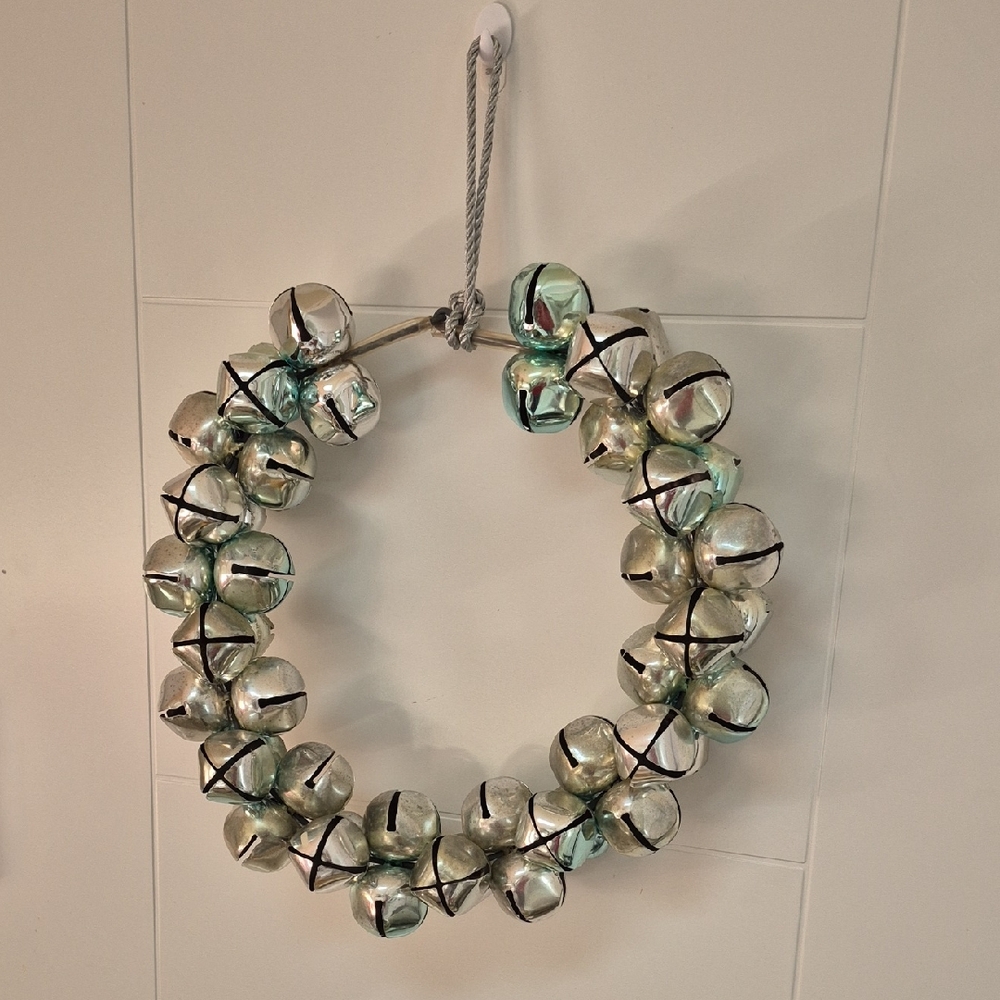 Vintage Large Heavy Bells Christmas Wreath Jingle Bells 15 Inch Kitschy